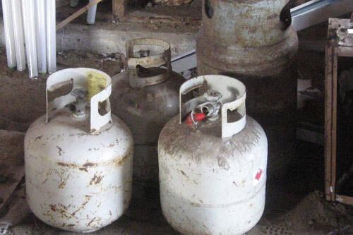 Propane tanks collected prior to demolition