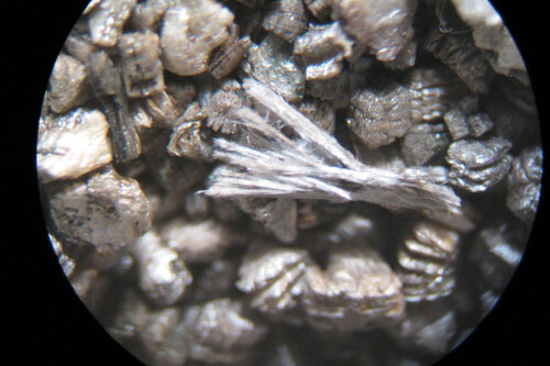 Asbestos bundle in Vermiculite Attic Insulation 